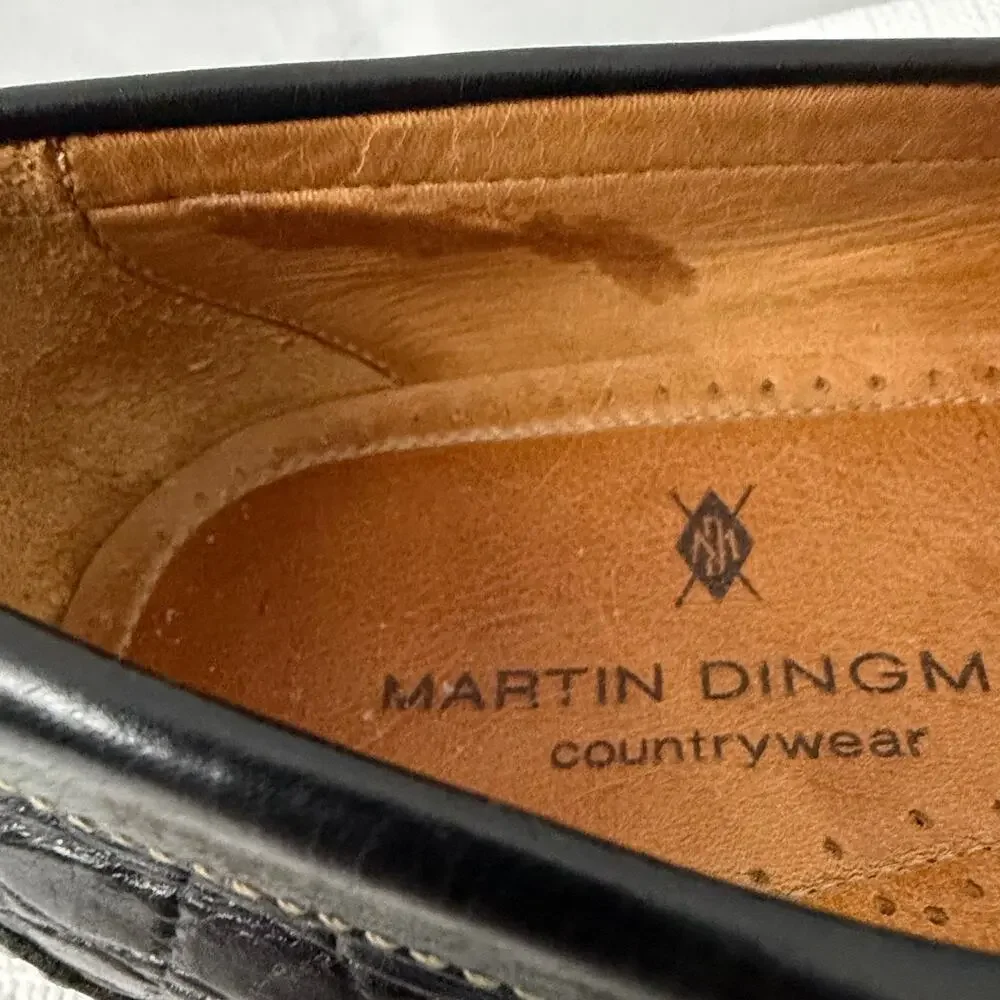 Martin Dingman Shoes Men's 9.5 M Wallace Crocodile Grain Black Driving Loafer